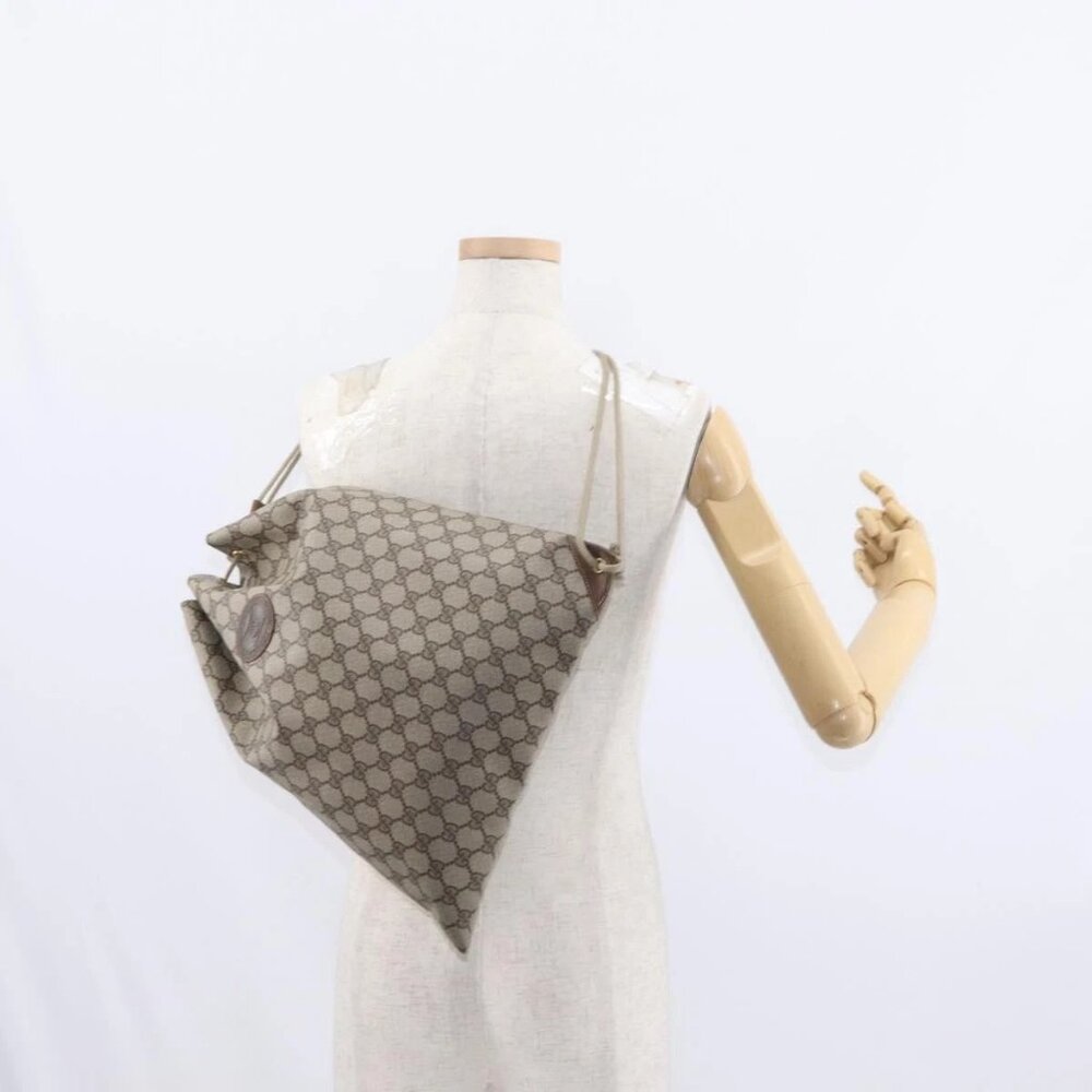 GUCCI GG Supreme Purse Shoulder Bag PVC Beige Gold 97 19 302 Auth 151526